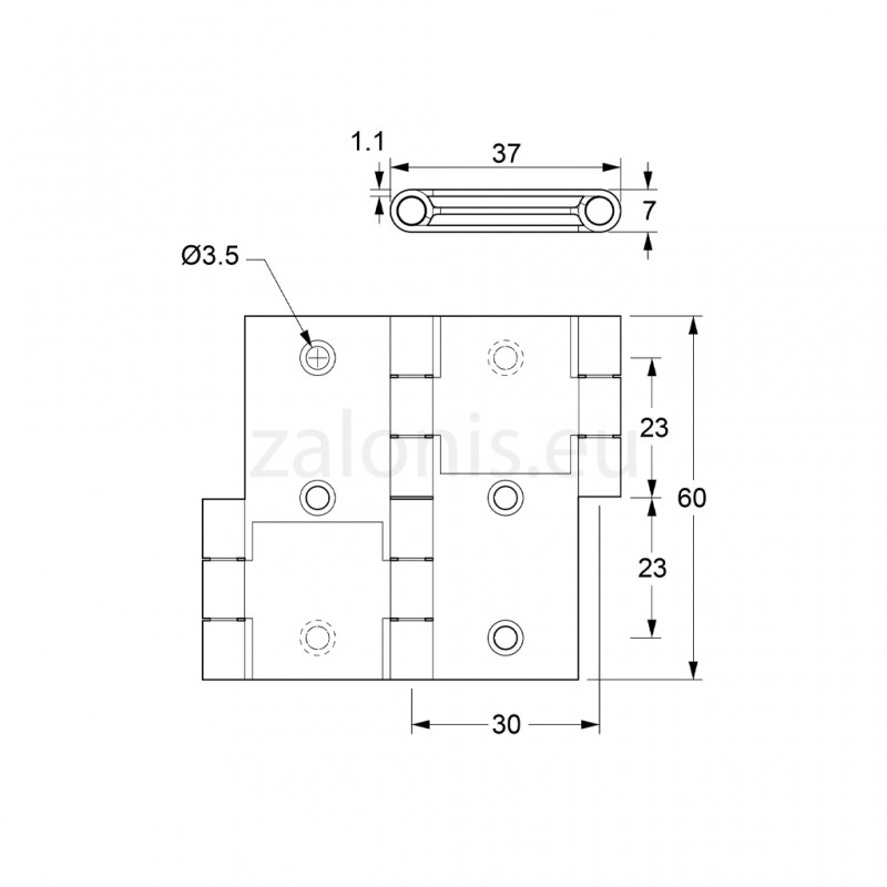 DOUBLE ACTING FOLDING SCREEN HINGE 60x30 / GOLD